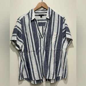 J. Crew Striped Linen Short Sleeve Women’s Top